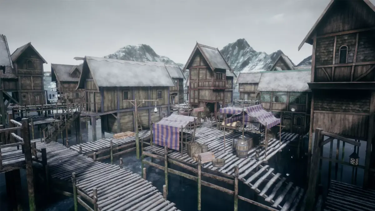 Medieval Lake Village UE4 Low-poly 3D model