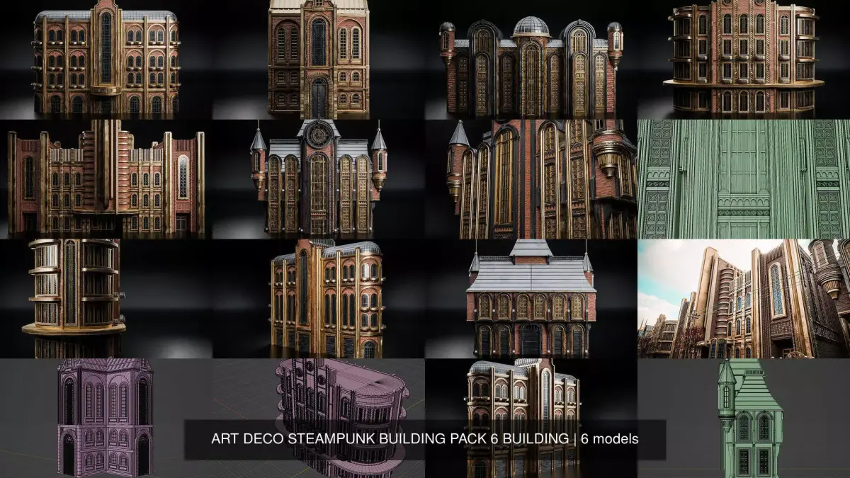 ART DECO STEAMPUNK BUILDING PACK 6 BUILDING purchase