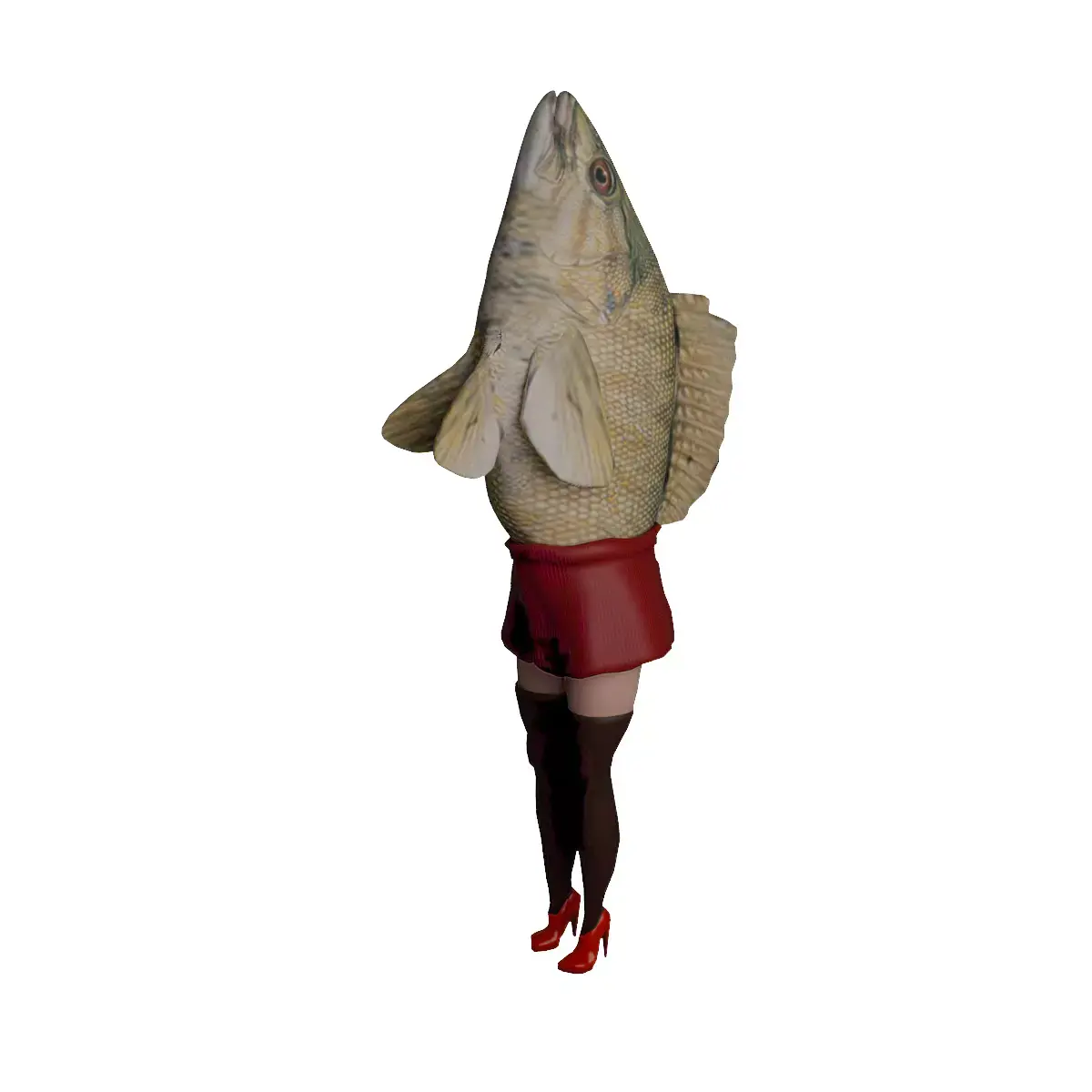Fish lady reverse mermaid Low-poly 3D model