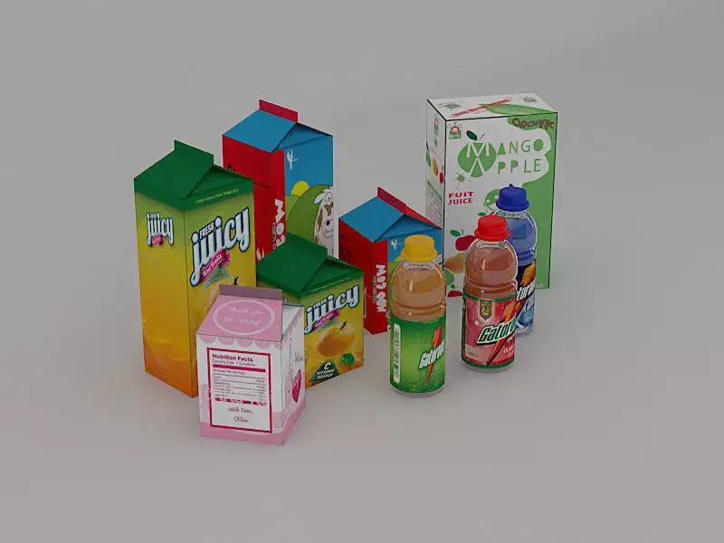 Drinks and boxes 3D model