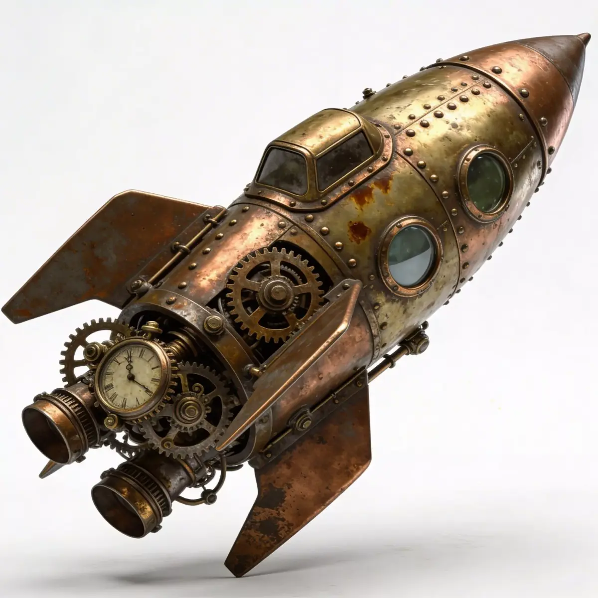 Realistic Steampunk Clockwork Rocket 3D  Low-poly 3D model
