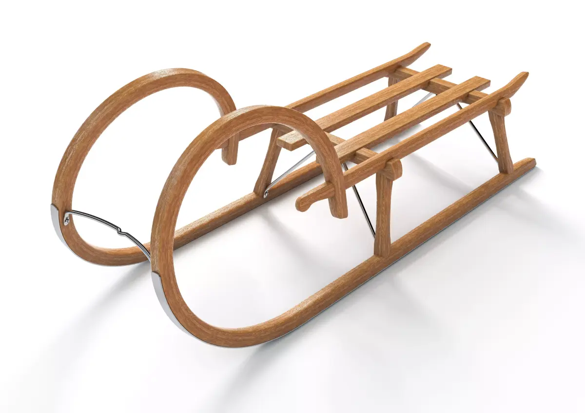 Vintage Wooden Sled 3D model