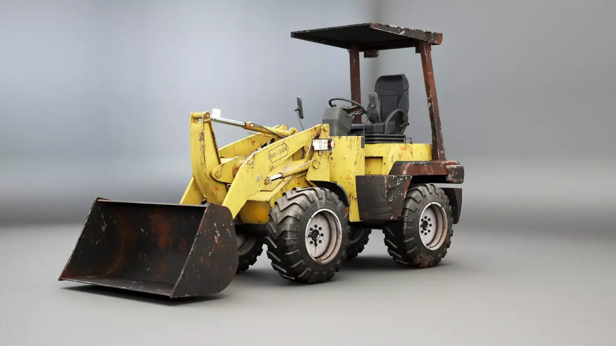 Small Used Agricultural Wheeled Loader Low-poly 3D model