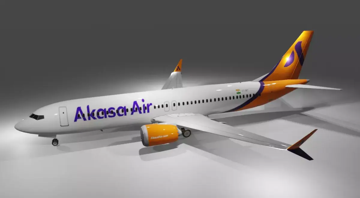 Akasa air Boeing 737 max 8 3d model Low-poly 3D model