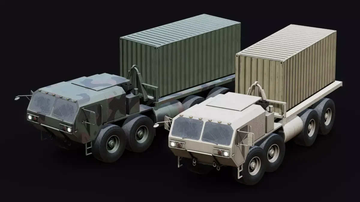 Military 8x8 Cargo Crate Transport Truck Low-poly 3D model