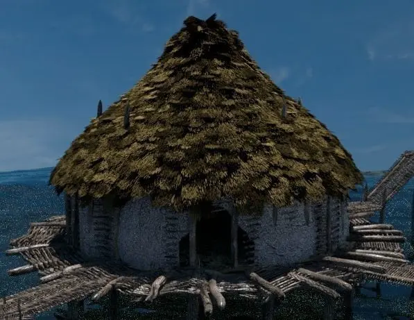 Prehistoric Thatched Roof Building Low-poly 3D model