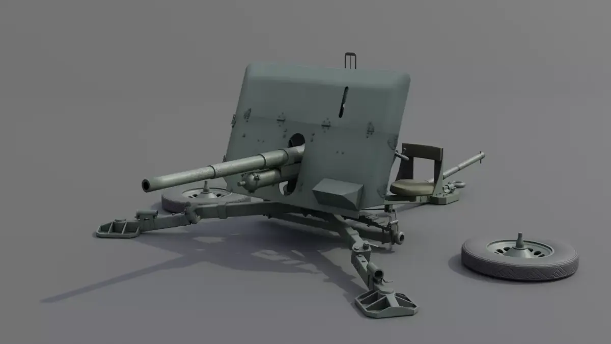 Ordnance QF 2 Pounder Anti-Tank Gun Low-poly 3D model
