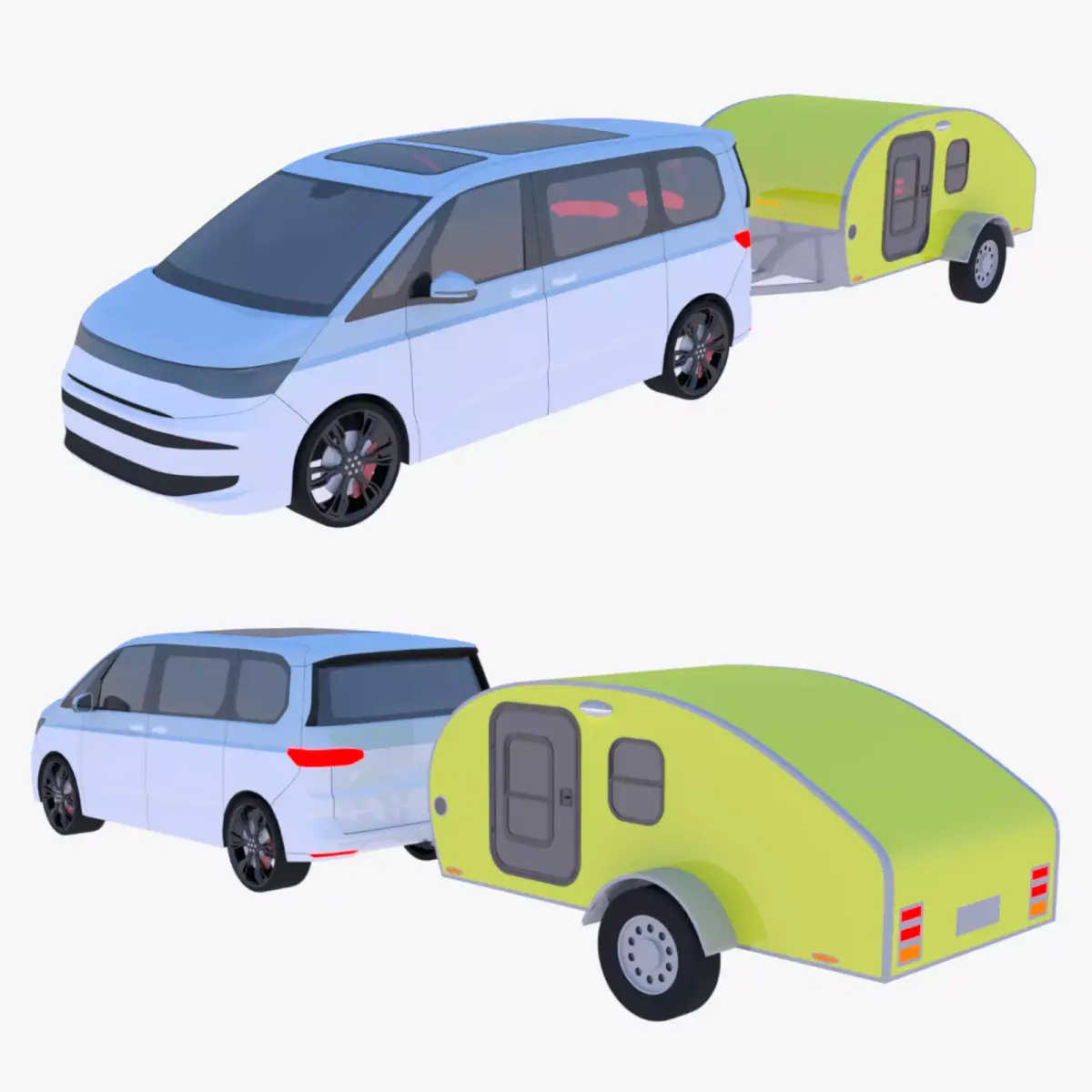 VW Multivan with caravan 3D model