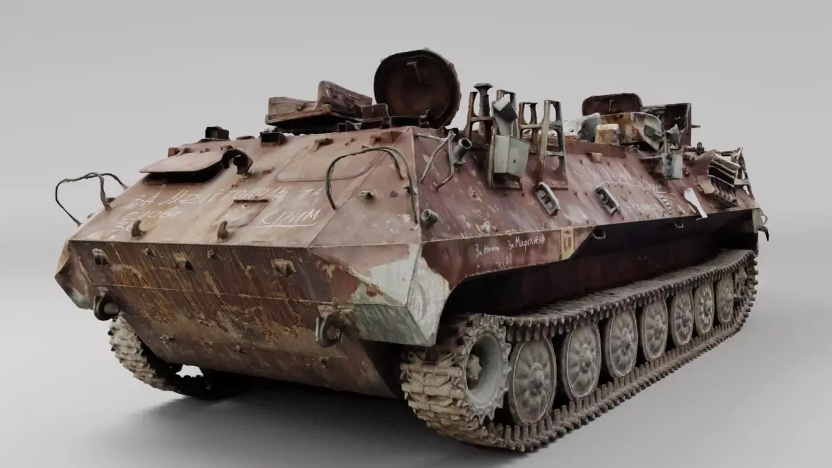 russian MT-LB armored vehicle destroyed by Ukrainian army 3D model