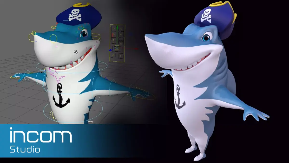 Asset - Cartoons - Animal - Shark 02 - Rig 3D model