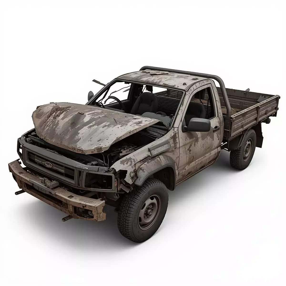 Wrecked Pickup Truck 3D Model Low-poly 3D model