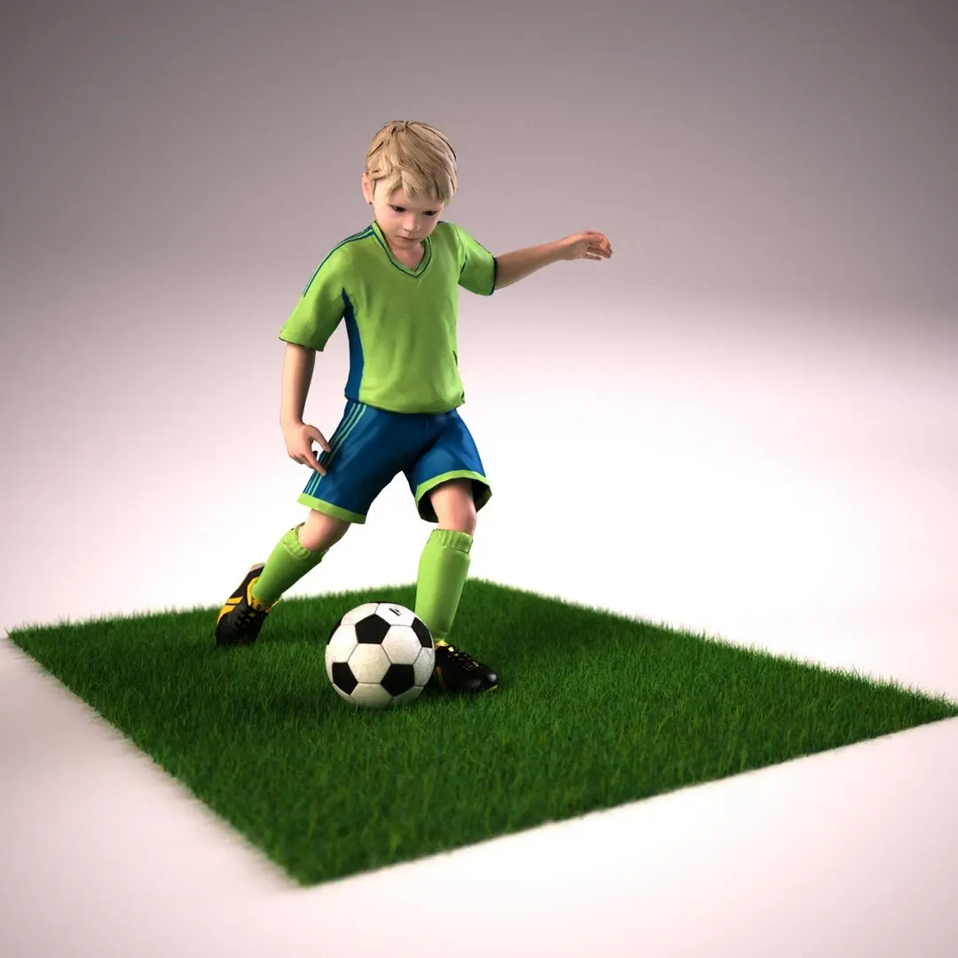 Youth Boy Soccer Player Rigged Character 3D model