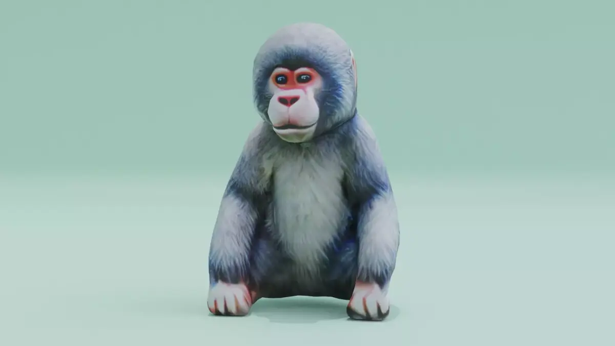 Monkey Japanese Snow Toy Low High Poly Low-poly 3D model