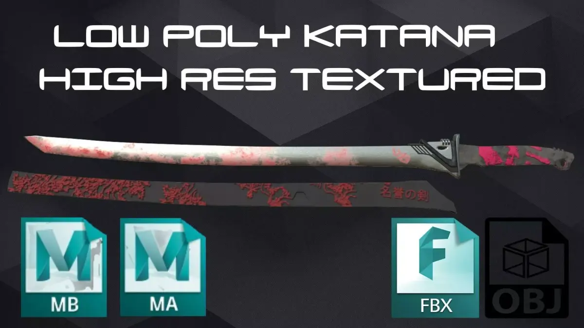 Japanese Katana Textured Free low-poly 3D model