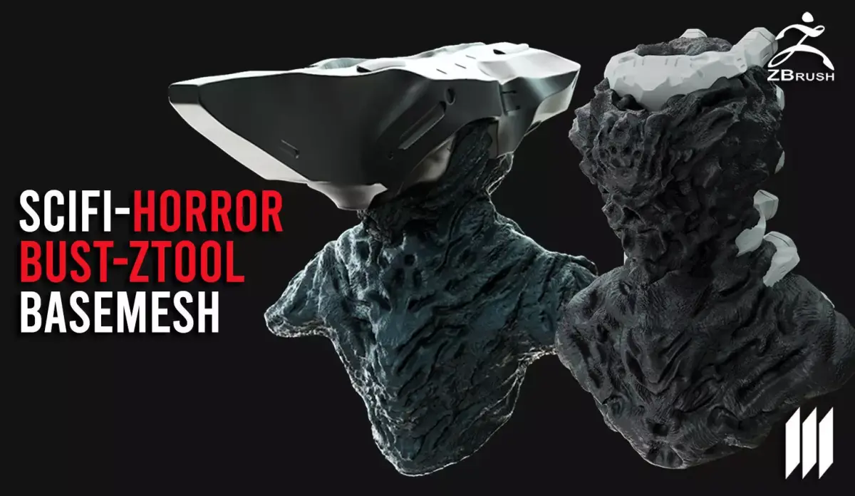 2 Sci-Fi Horror Bust BaseMesh Pack With UVs Ztool 3D model