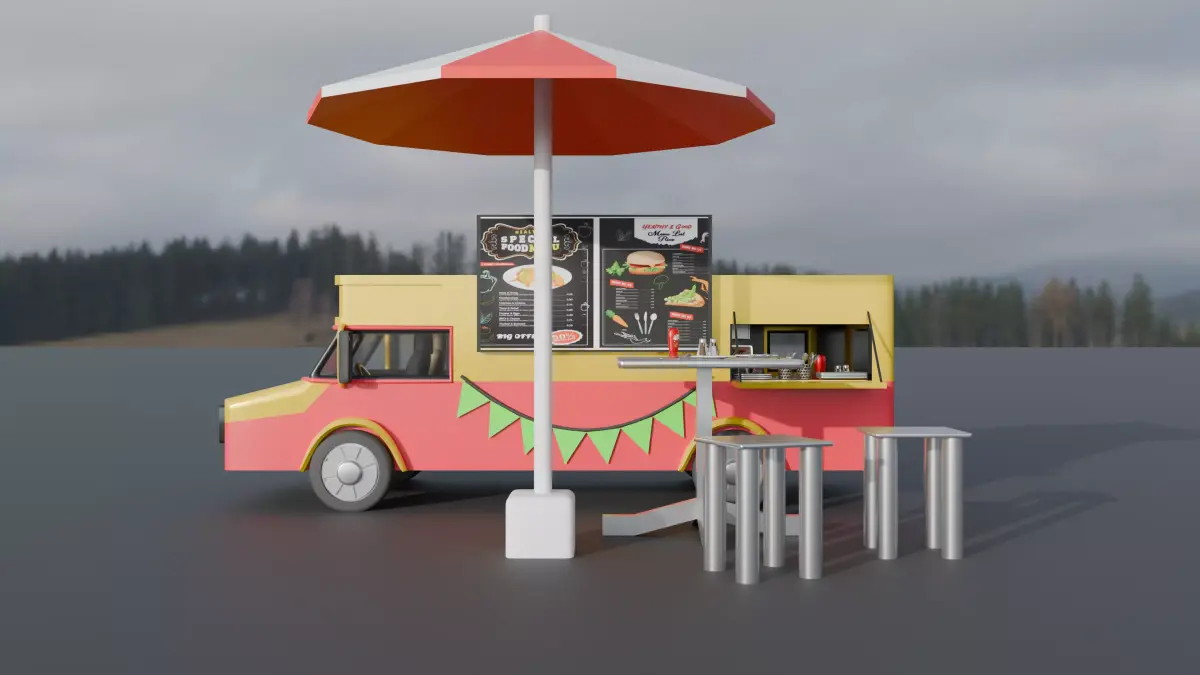 Food Truck Street Kitchen Mobile Catering Vehicle 3D model