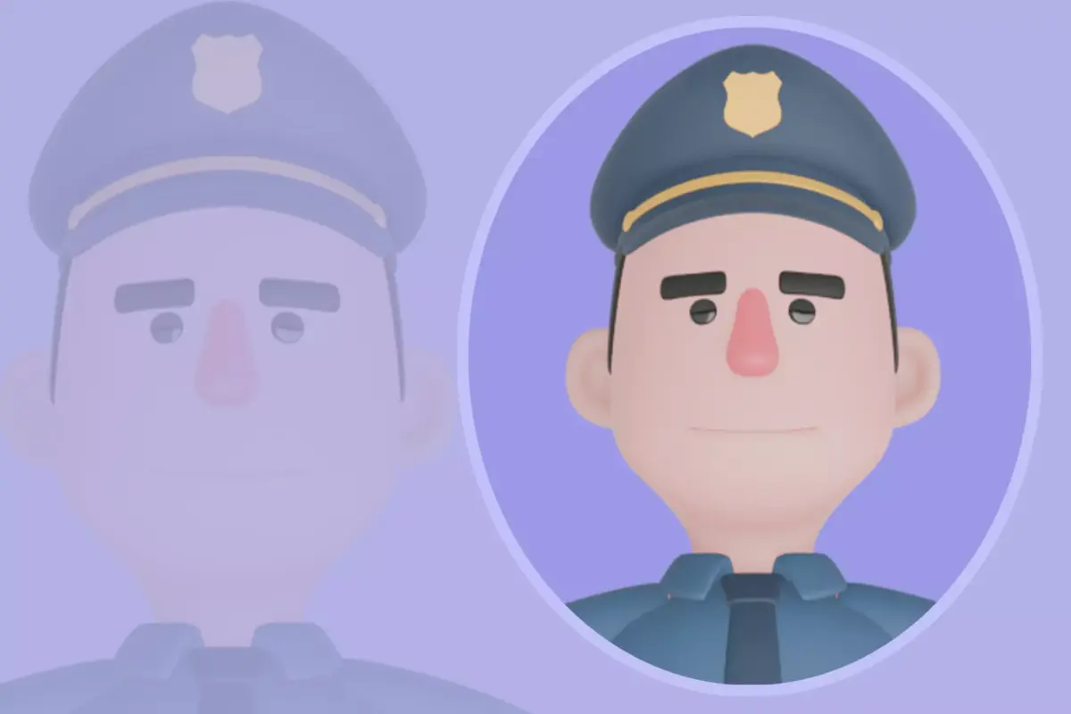 Cartoon 3D Police Officer Character - Stern Male Cop Model 3D model