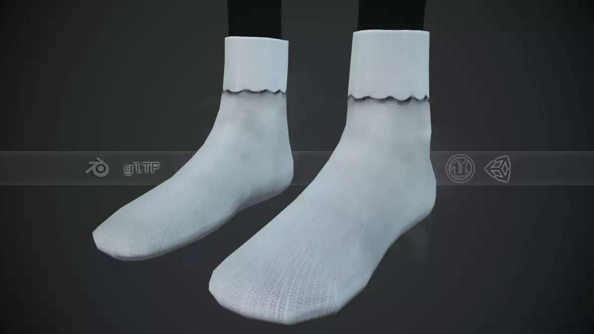 White Socks Style 1  Low-poly 3D model