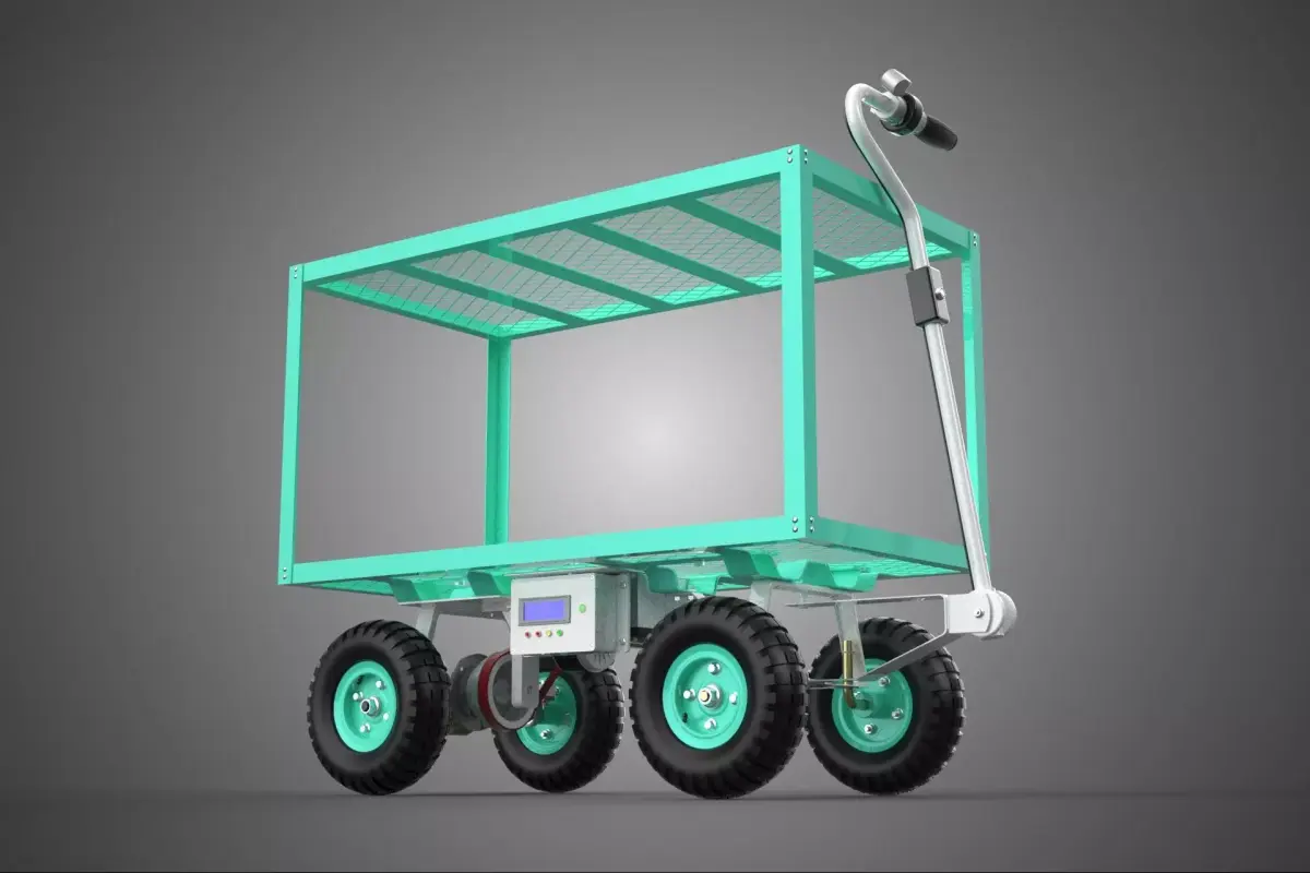 ELECTRIC 2 LEVEL TIER BED DECK STEEL TROLLEY WAGON CART GARDEN 3D model