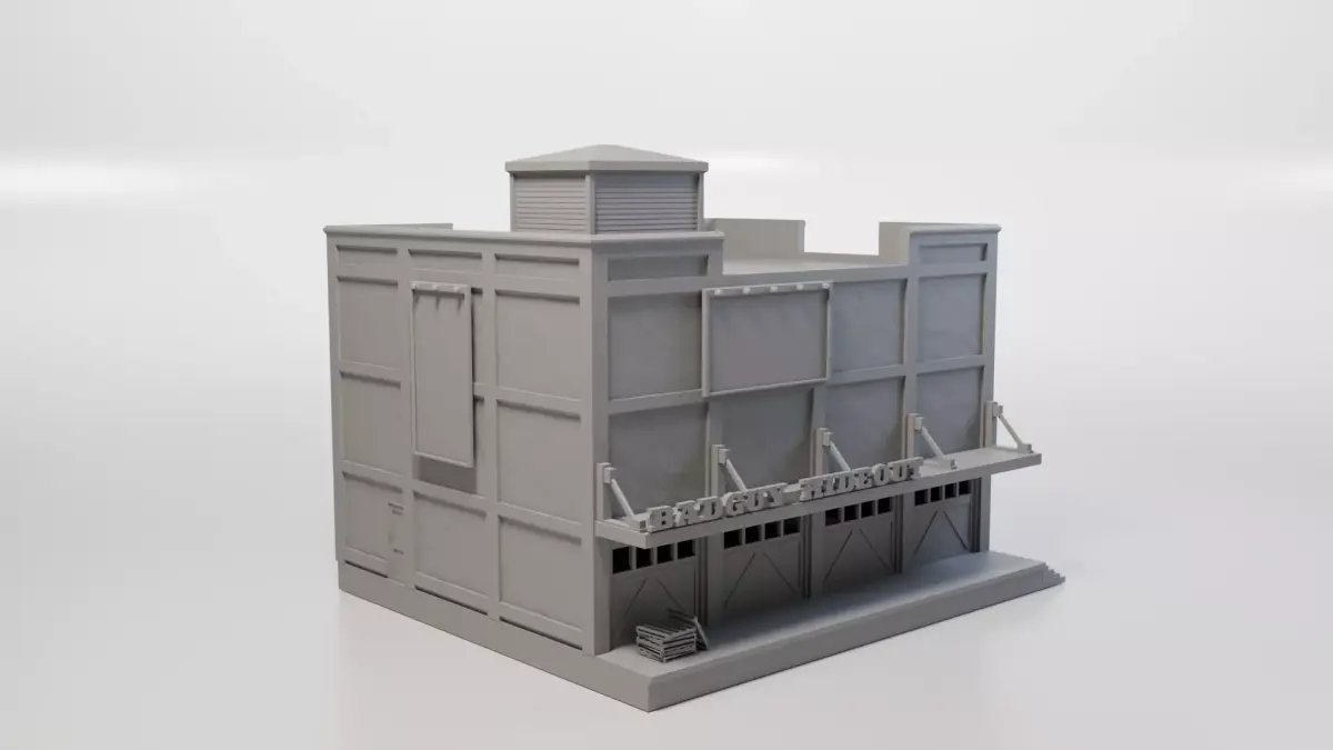 Model Railway - HO Scale Badguy Warehouse - Variations - Detail 3D print model