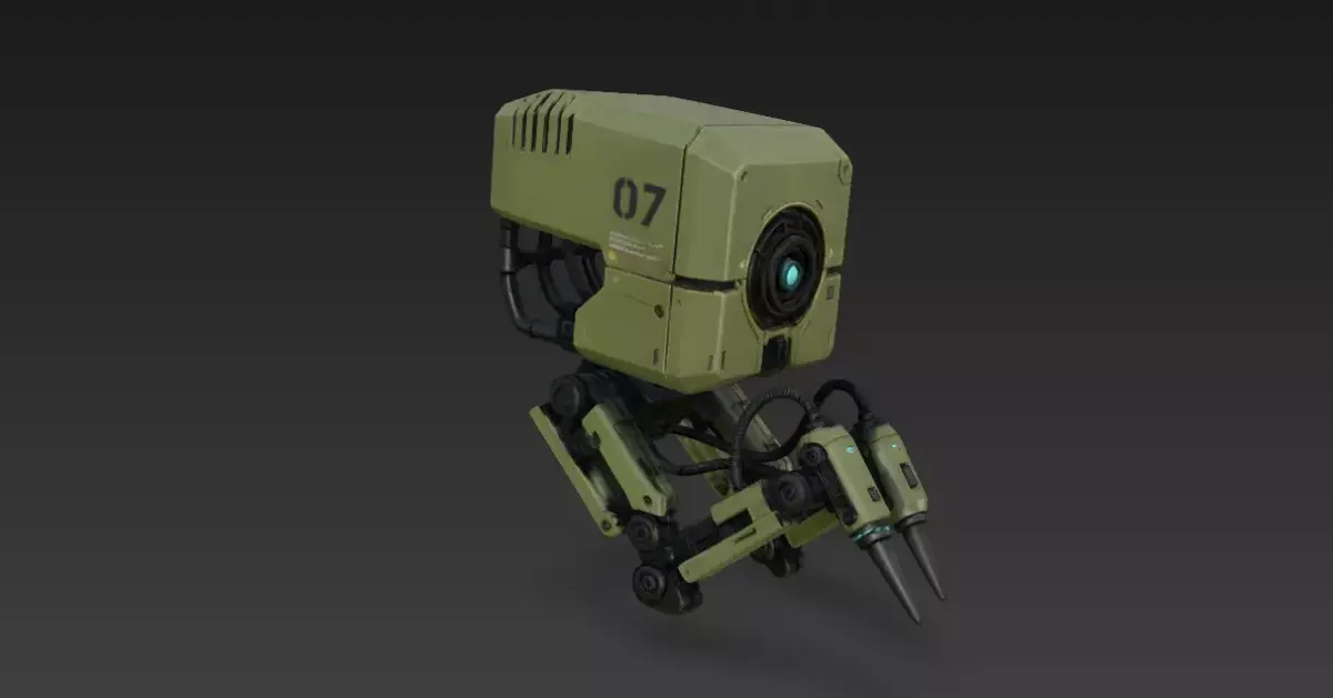 Sci-Fi Industrial Repair Drone - High-Poly PBR Robotic Worker 07 3D model