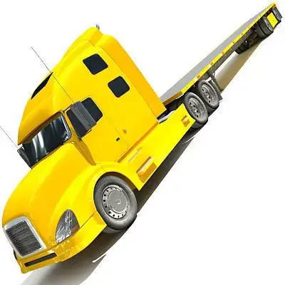Yellow American Truck Flatbed 3D model