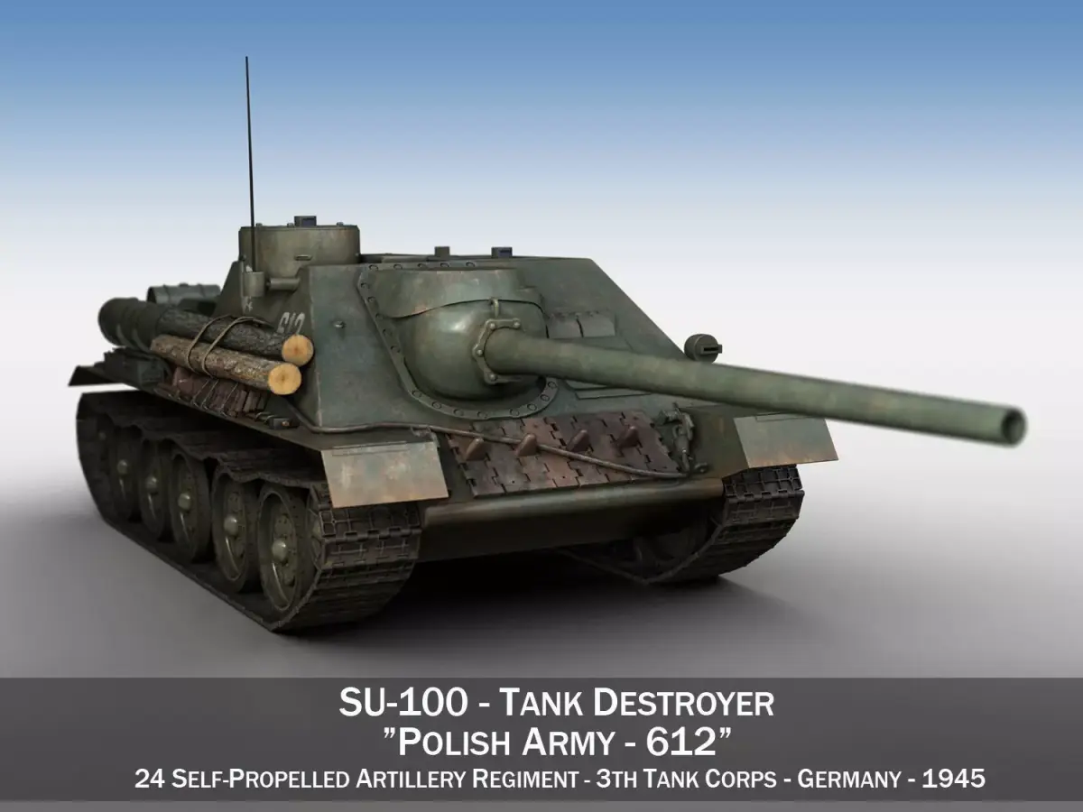 SU-100 - 612 - Soviet Tank Destroyer 3D model