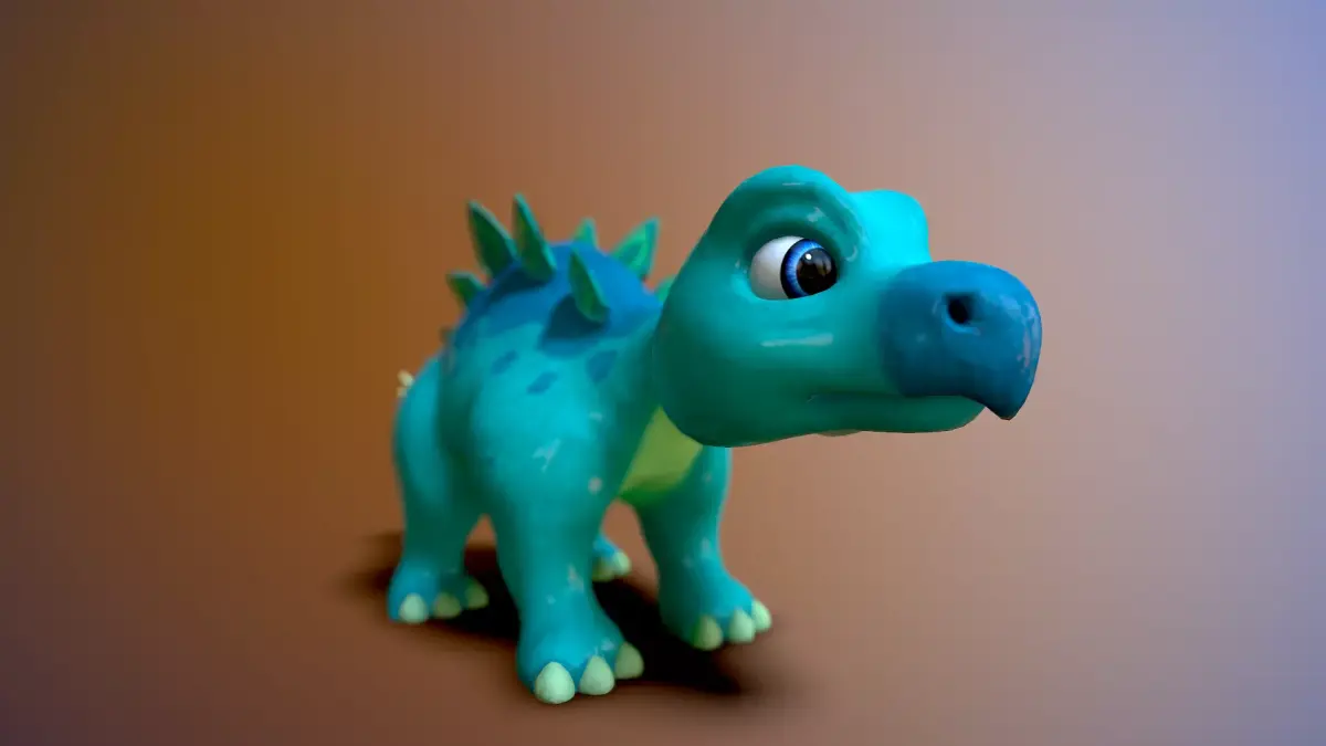 cartoon baby stegosaur Low-poly 3D model