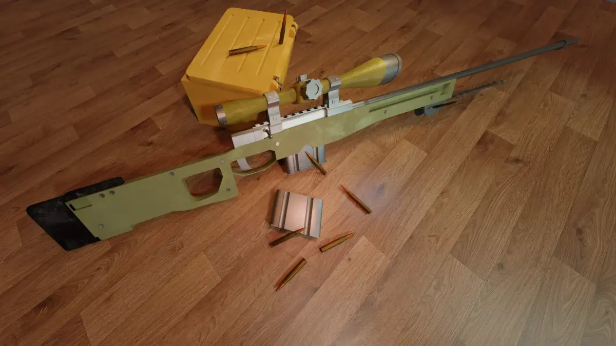 AWP and case Free low-poly 3D model