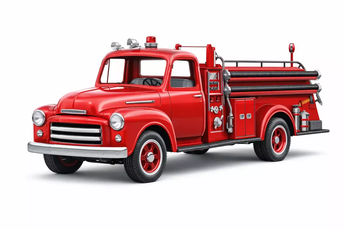 1950s Fire Truck 3D Model Classic Vintage Rescue Vehicle 02 3D model