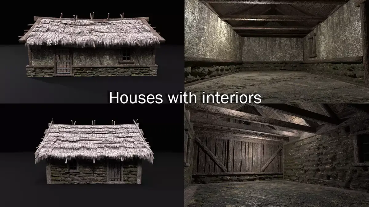 Two Realistic Medieval Houses Pack of High Quality purchase