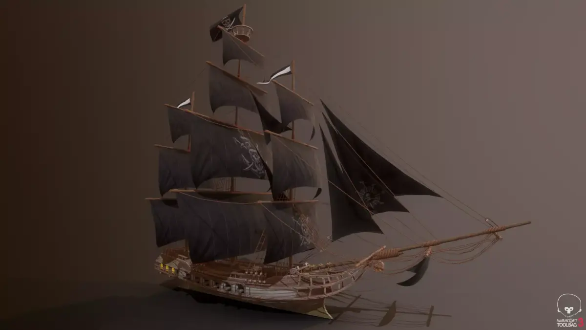 Ocean Brig Low-poly 3D model
