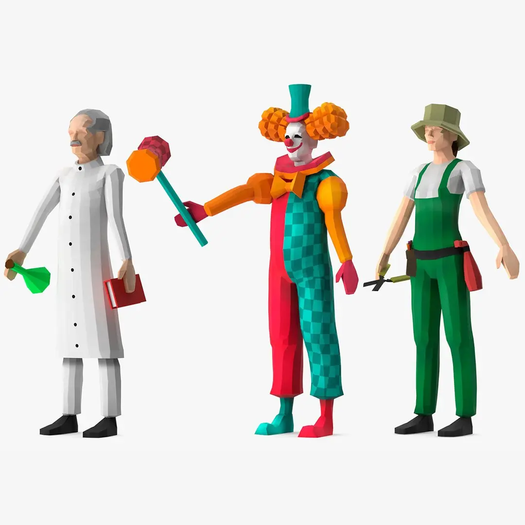 Low Poly Characters Collection 4 Rigged for Maya 3D model