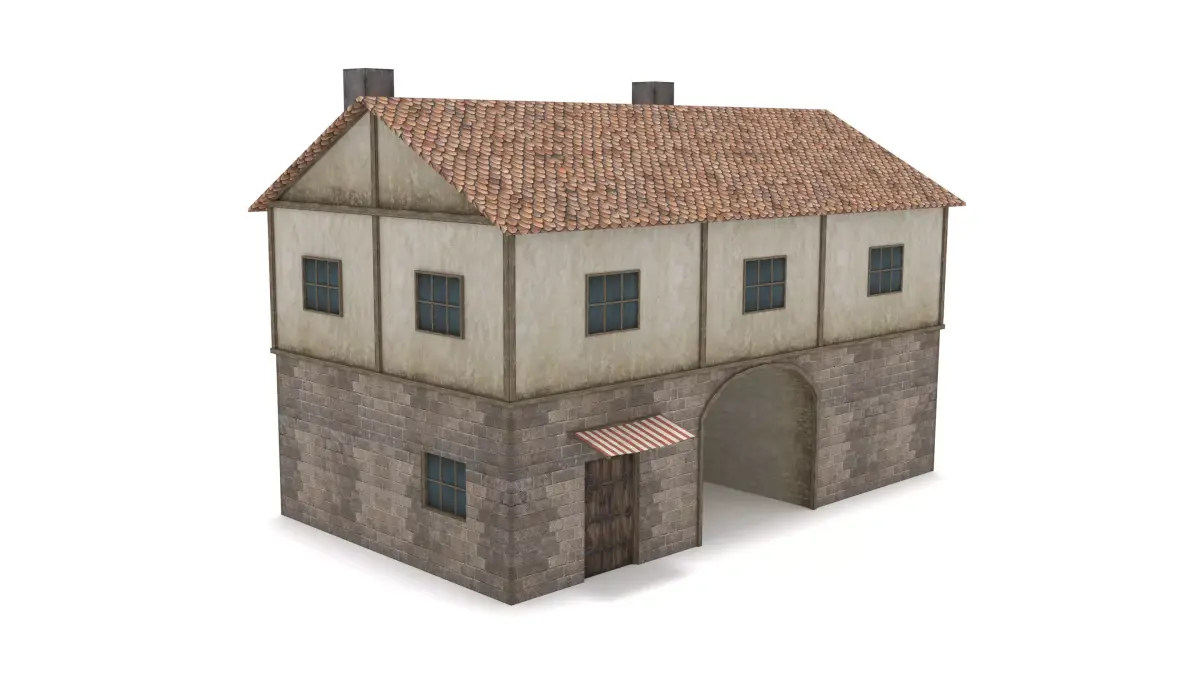 Medieval Gate House Low-poly 3D model