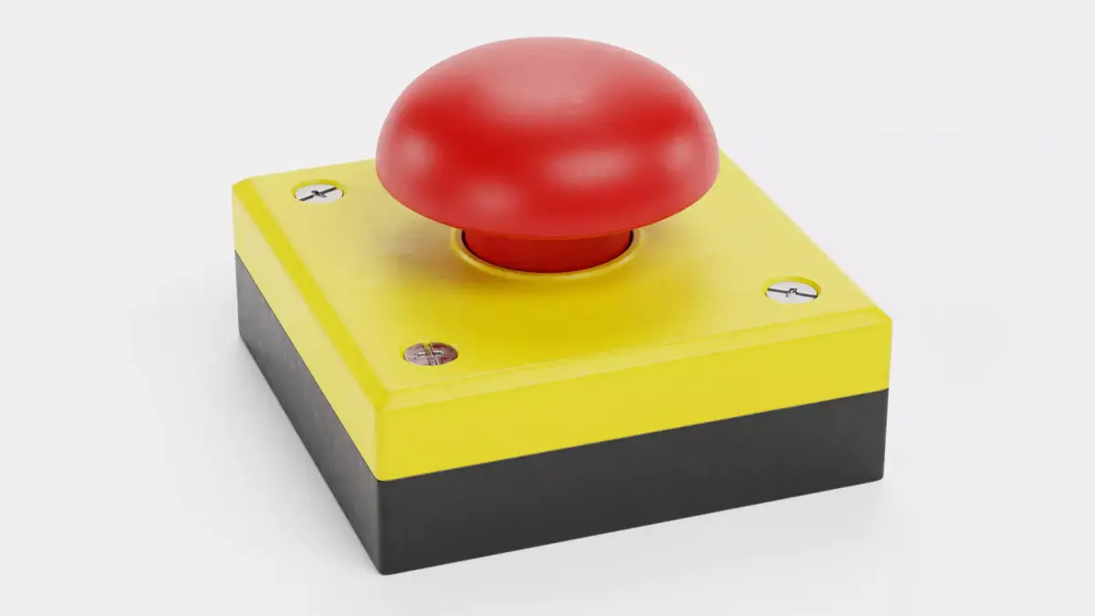 Emergency Button V1 - Stop Switch Industrial Safety Control 3D model