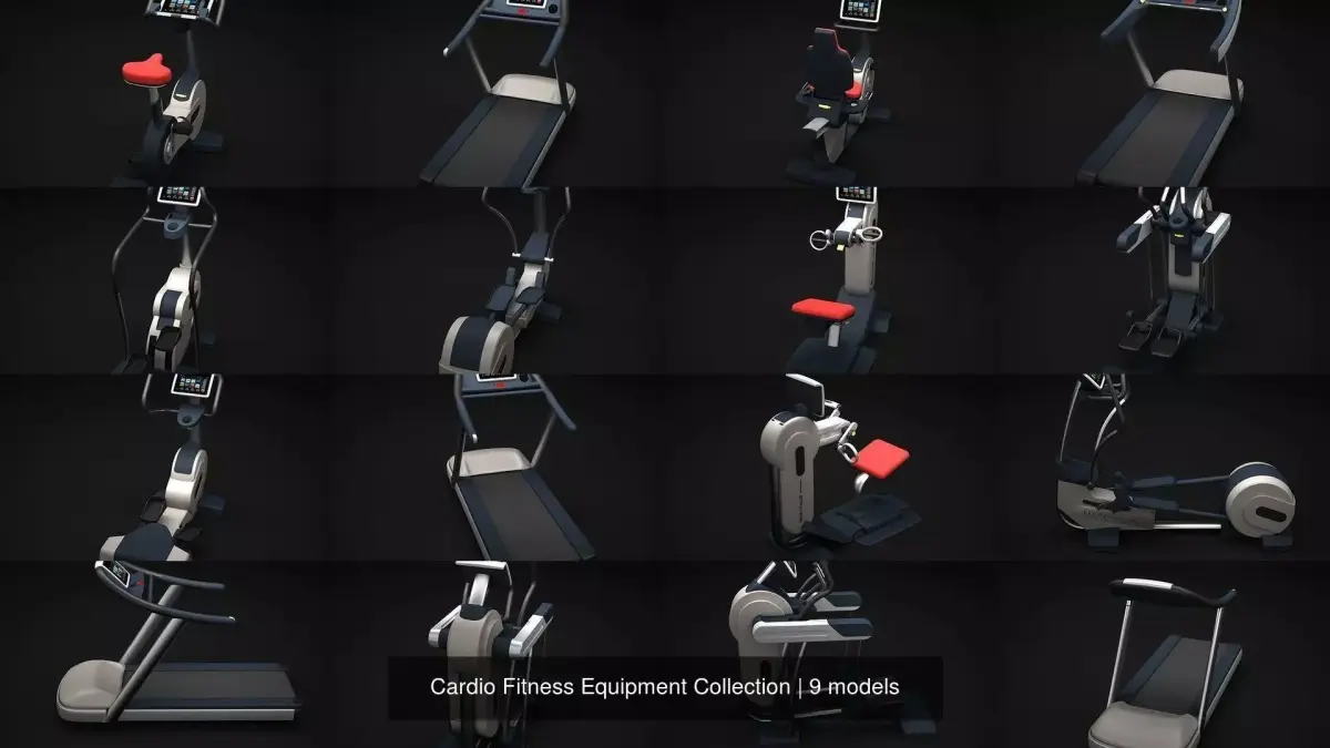 Cardio Fitness Equipment Collection 3D Model Pack