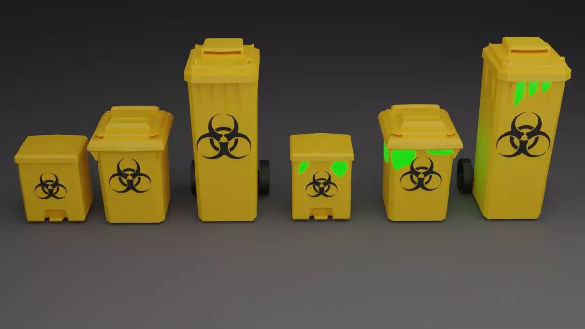 Biohazard Trash Bin Pack Low-poly 3D model