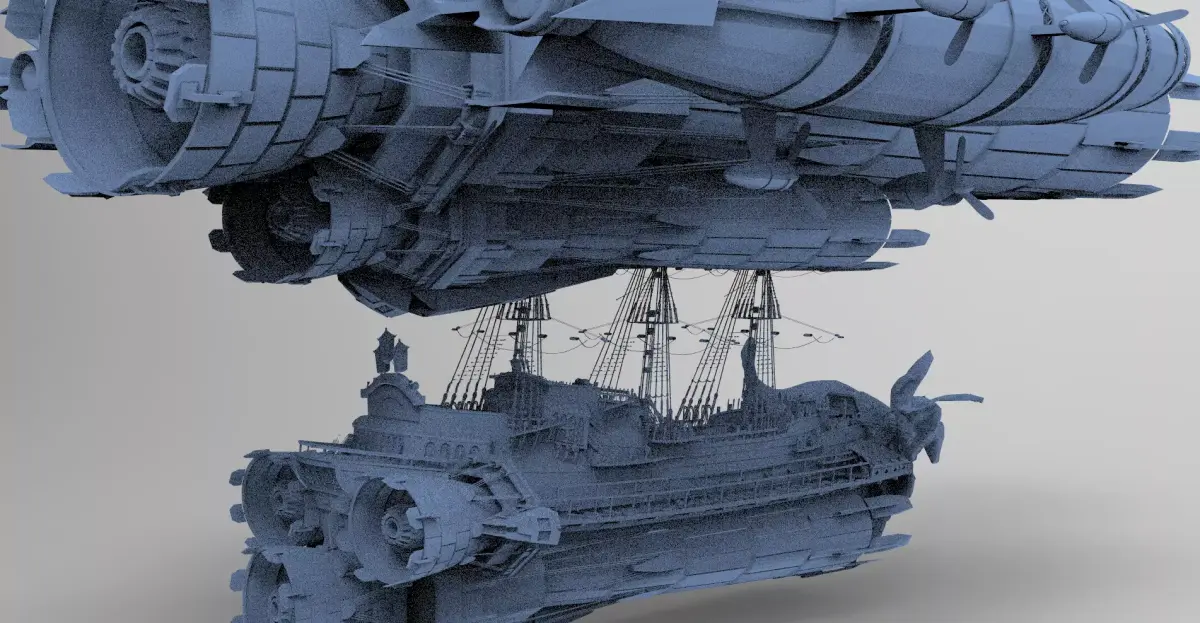 Grand Sci fi Airship Space design 2  3D model