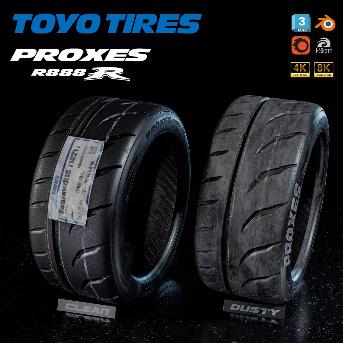 Tire Toyo Proxes R888R Full 3D 3D model