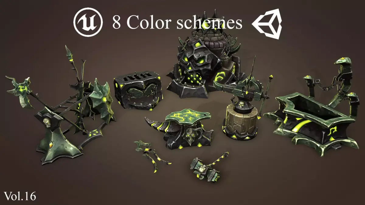 Undead forge collection Low-poly 3D model
