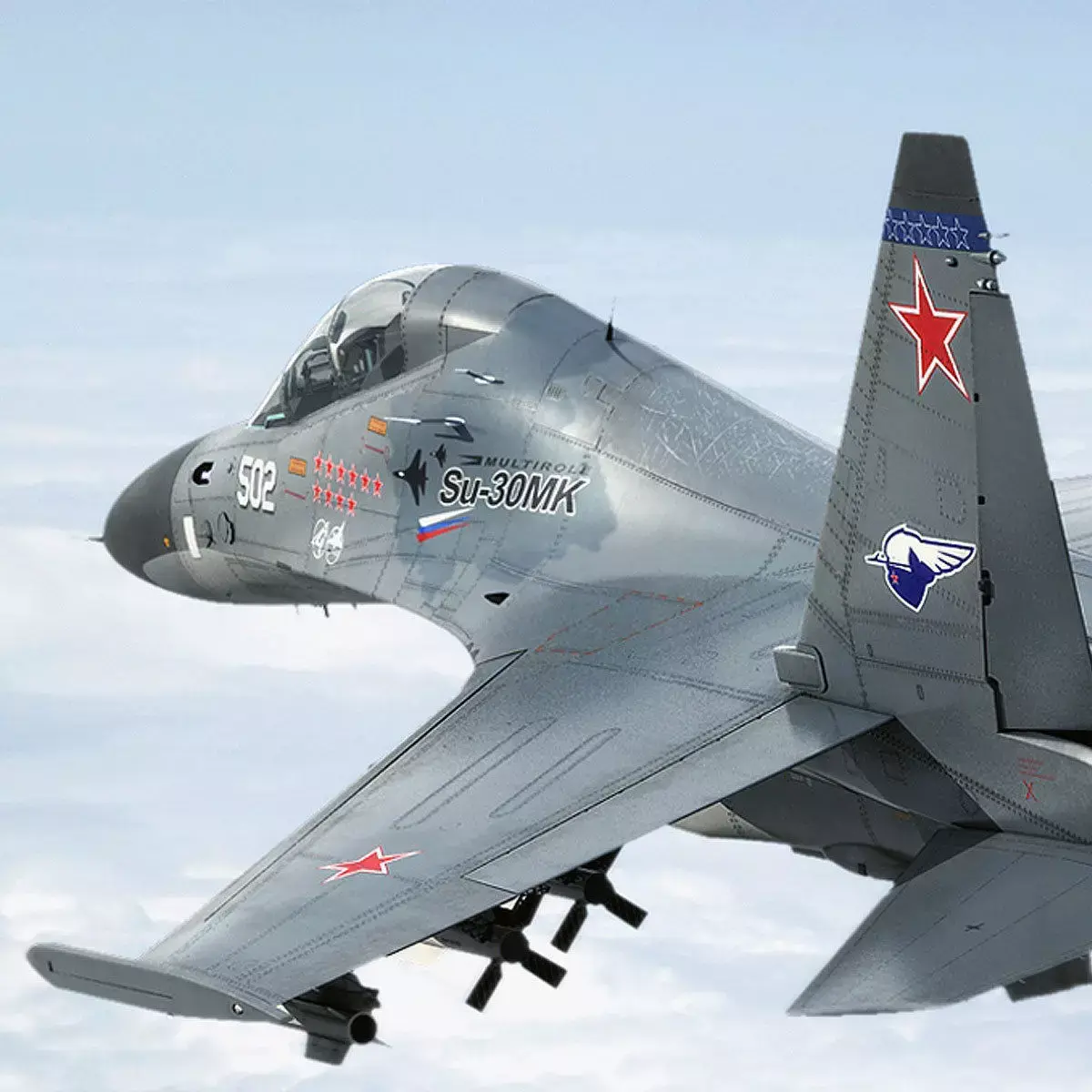 Su-30M2 russian air force fighter jet 3D model