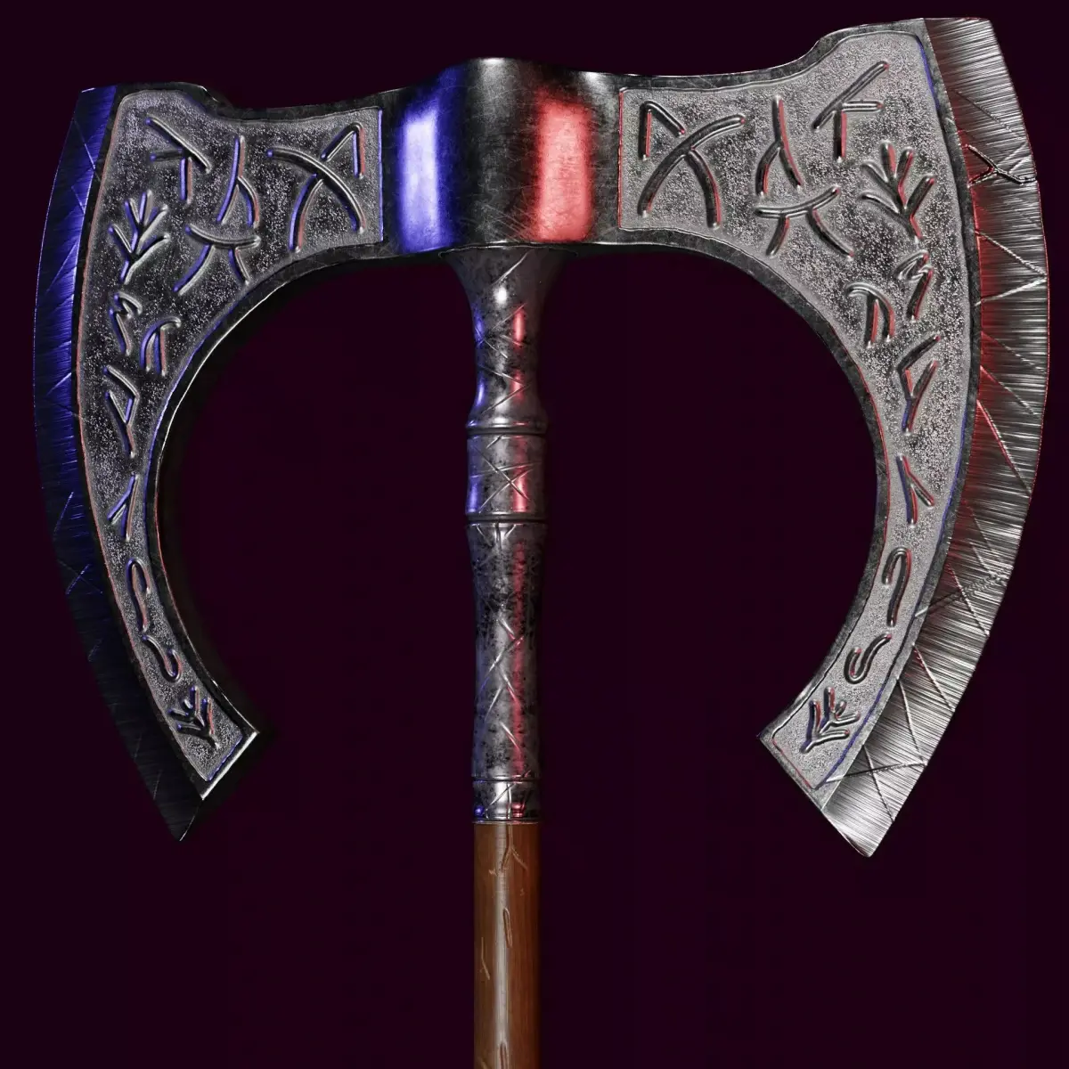 Double Axe 3D game-ready low-poly Low-poly 3D model