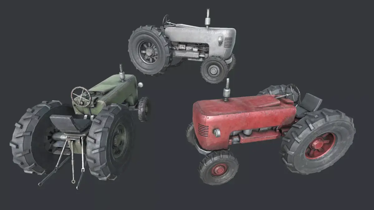 Old Tractor PBR Low-poly 3D model