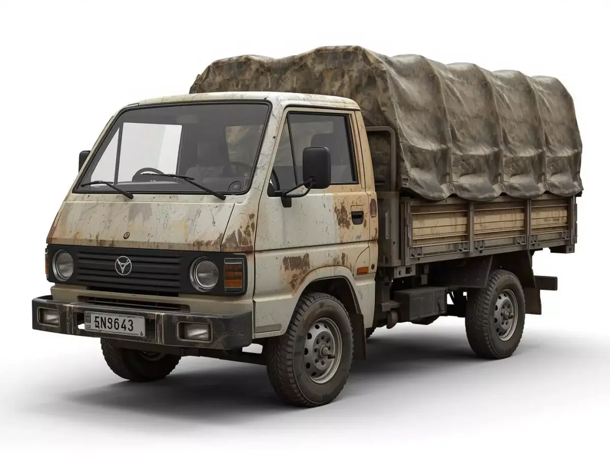 Small Middle Eastern Cargo Truck White Tan 3D Model Low-poly 3D model