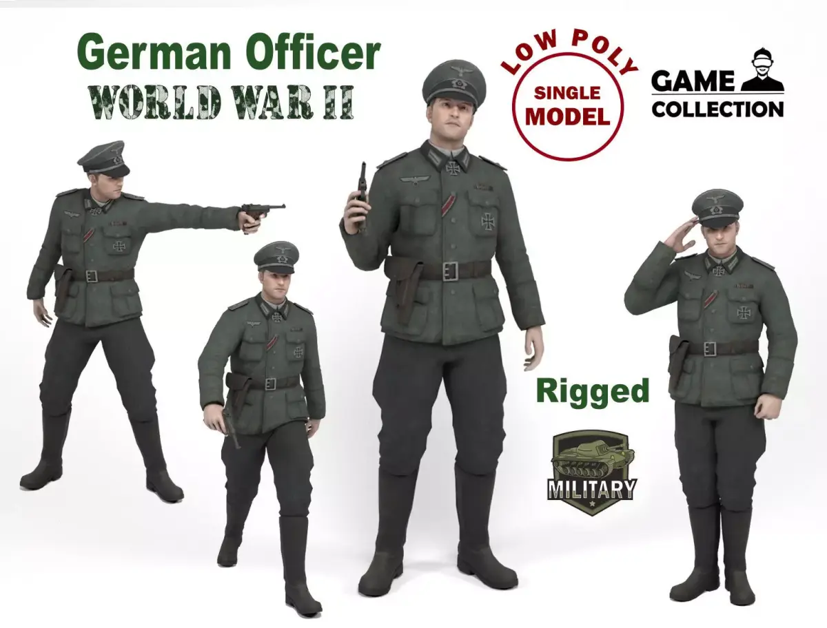 German Officer Low-poly 3D model