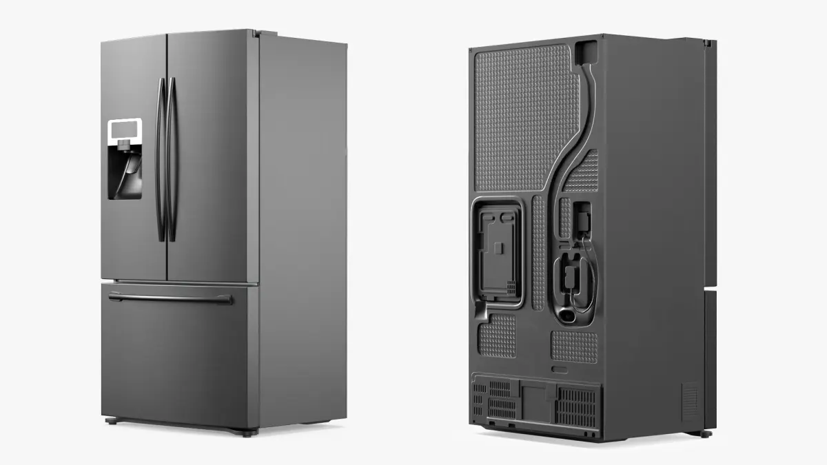 Family Size Fridge With Freezer Drawer Black 3D model