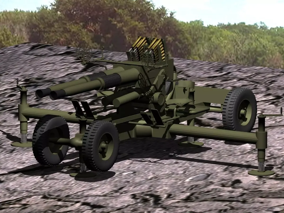 Bofors twin 40mm anti-aircraft gun printable 3D print model