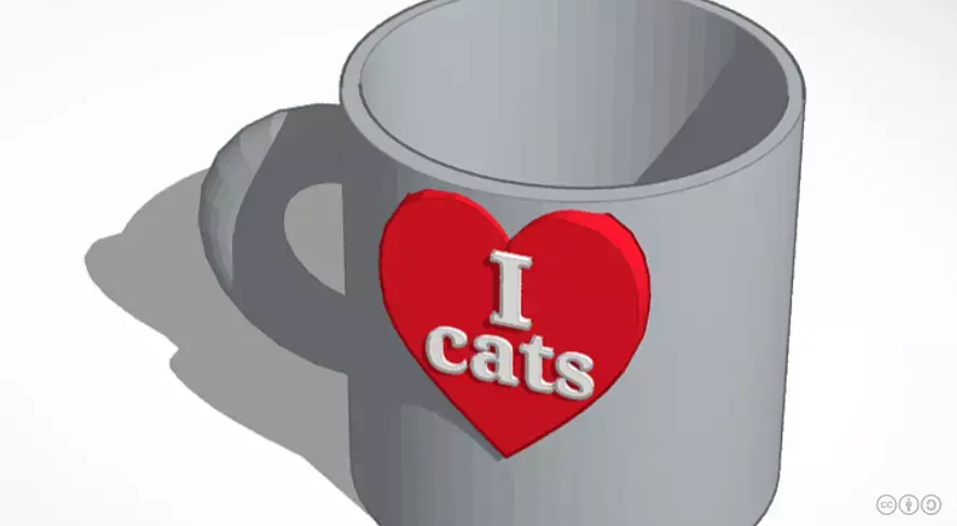 house mug with I love cats  3D print model
