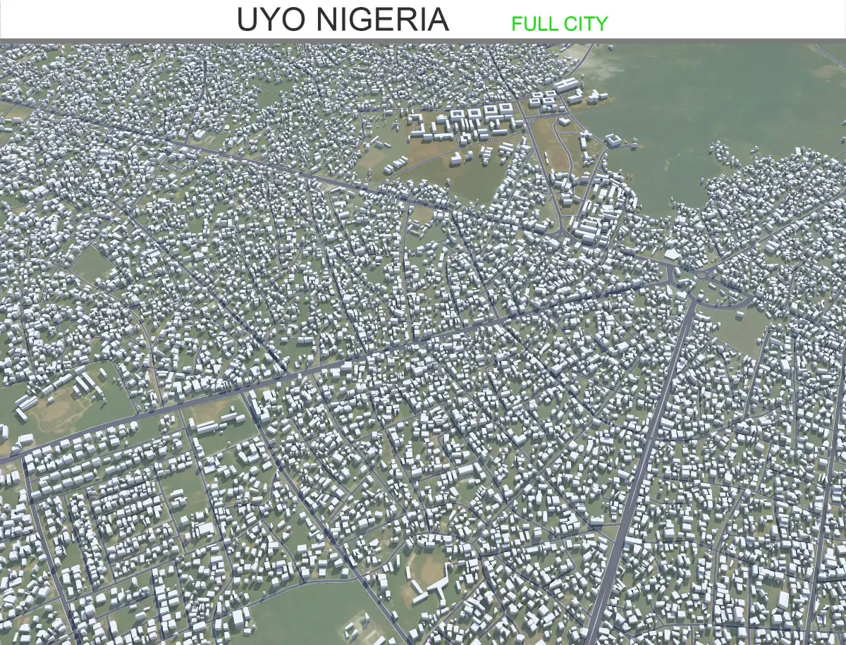 Uyo Nigeria 35km AI Low-poly 3D model