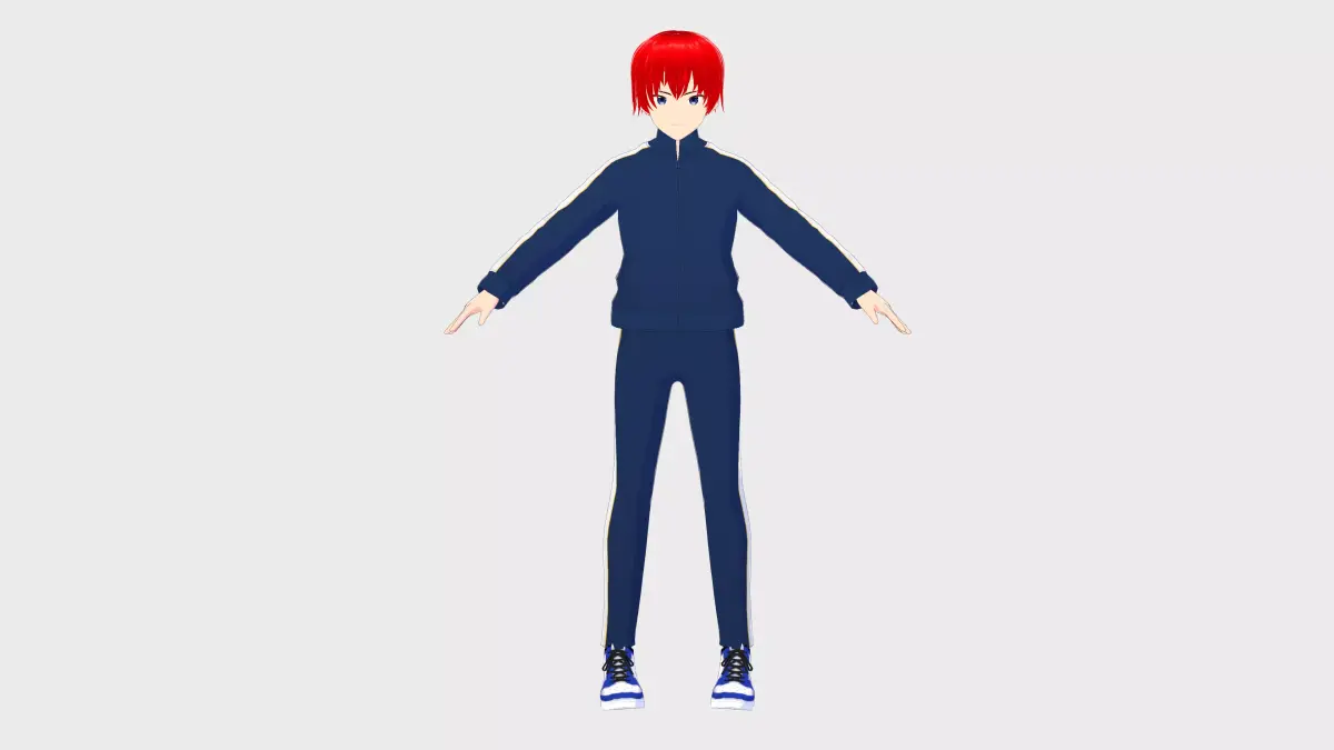 Fitness Man Anime Character Low-poly 3D model
